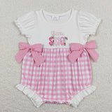 Little Sister Pink Plaid Girls Summer Romper
