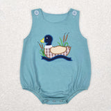 Plaid Duck Blue Boys Summer Romper