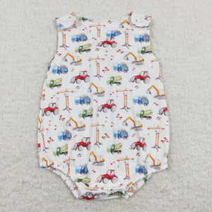 Construction Truck White Boys Summer Romper