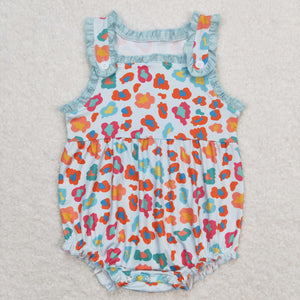 Colorful Leopard Print Girls Summer Romper