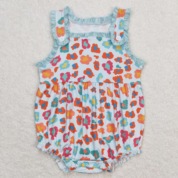 Colorful Leopard Print Girls Summer Romper