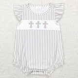 Cross Stripe Girls Easter Romper