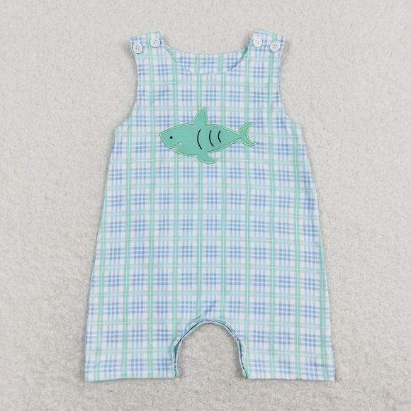 Shark Plaid Boys Summer Romper