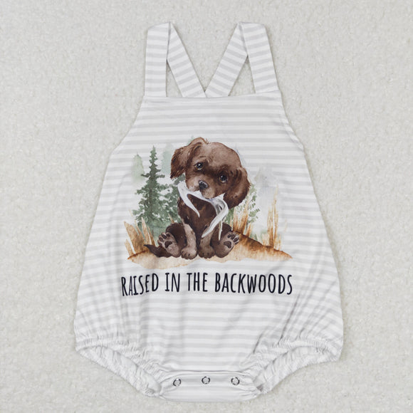 Raised in the backwoods Stripe Dog Boys Summer Romper