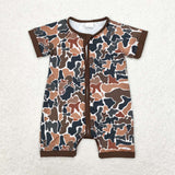 Brown Camo Boys Summer Romper