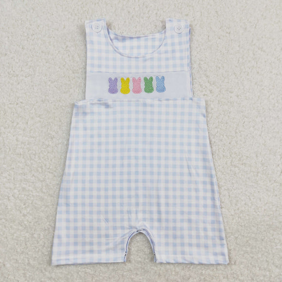 Colorful Bunny Plaid Boys Easter Romper