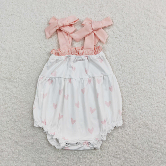 Heart Pink Ruffles Girls Valentines Romper