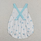 Heart Blue White Boys Valentines Romper