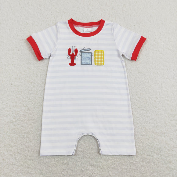 Corn Crawfish Stripe Red Boys Summer Romper