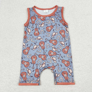 Guitar Blue Orange Boys Summer Romper