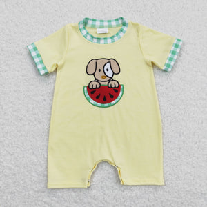 Watermelon Dog Yellow Boys Summer Romper
