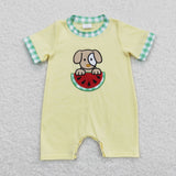 Watermelon Dog Yellow Boys Summer Romper