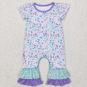 Conch Polka Dots Ruffles Girls Summer Romper