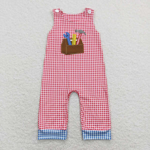 Toolbox Red Plaid Boys Summer Romper