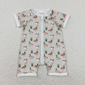 Duck Beige Green Boys Summer Romper