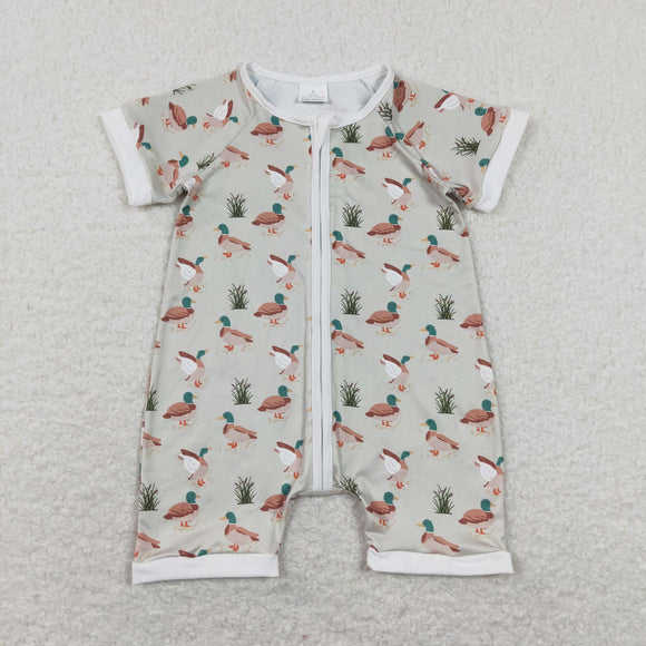 Duck Beige Green Boys Summer Romper