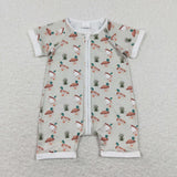 Duck Beige Green Boys Summer Romper