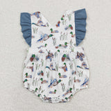 Duck Navy Ruffles White Girls Summer Romper