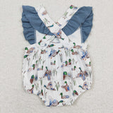 Duck Navy Ruffles White Girls Summer Romper