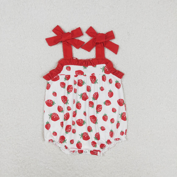 Strawberry Red Ruffles Girls Summer Romper