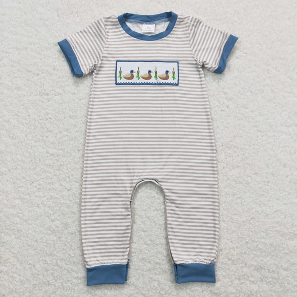 Duck Stripe Blue Boys Summer Romper