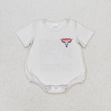America Highland Cow Beige Boys 4th of July Romper