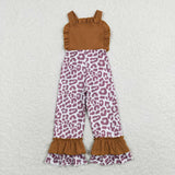 Leopard Print Brown Girls Jumpsuit