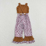 Leopard Print Brown Girls Jumpsuit