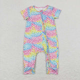 Colorful Leopard Print Girls Summer Romper