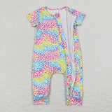 Colorful Leopard Print Girls Summer Romper