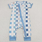 Bunny Plaid Blue Boys Easter Romper