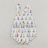 Sailboat White Boys Summer Romper