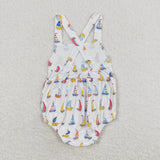 Sailboat White Boys Summer Romper