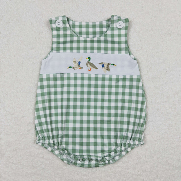 Duck Green Plaid Boys Summer Romper