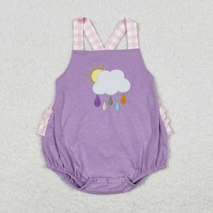 Rainy Pink Plaid Purple Girls Summer Romper