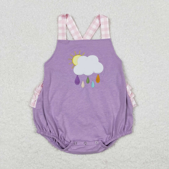 Rainy Pink Plaid Purple Girls Summer Romper
