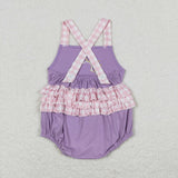Rainy Pink Plaid Purple Girls Summer Romper