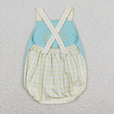 Sunny Yellow Plaid Blue Boys Summer Romper