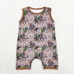 Rodeo Cactus Brown Boys Summer Romper