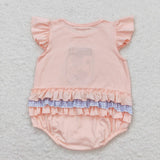 Bees Blue Plaid Pink Girls Summer Romper