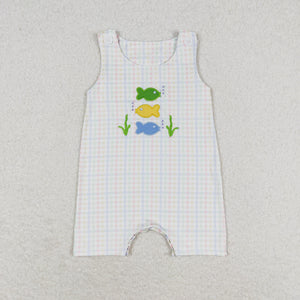 Fish Colorful Plaid Boys Summer Romper