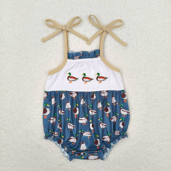 Duck Blue Beige Girls Summer Romper