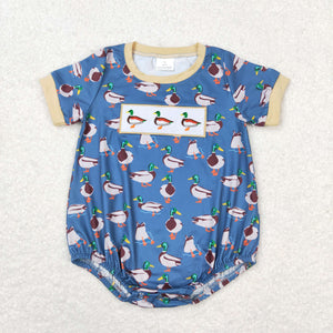 Ducks Blue Beige Boys Summer Romper