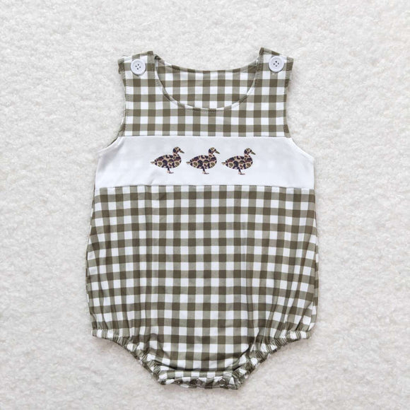 Camo Duck Green Plaid Boys Summer Romper