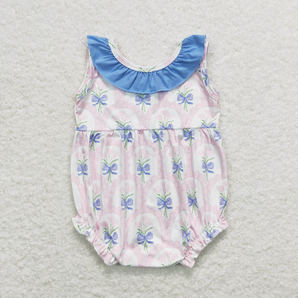 Floral Blue Ruffles Girls Summer Romper