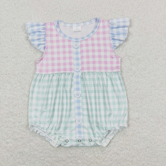 Colorful Plaid Girls Summer Romper