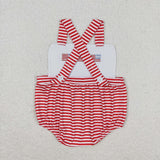 Flag Red Stripe White Boys 4th of July Romper