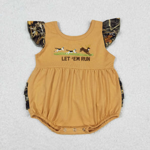 Let em run Dog Deer Girls Summer Romper