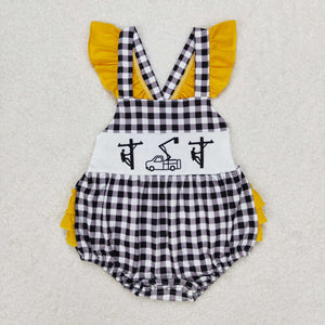 Lineman Plaid Yellow Girls Summer Romper