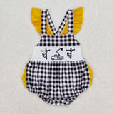 Lineman Plaid Yellow Girls Summer Romper